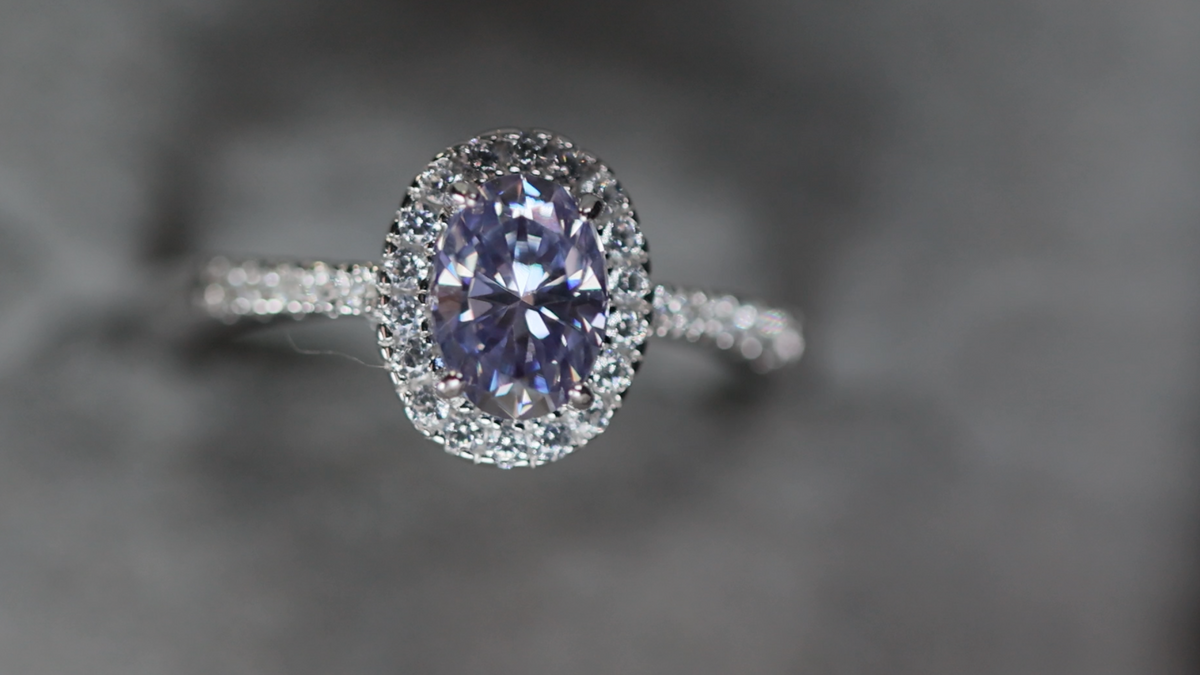 1 Carat Purple Moissanite 4-Prong Ring