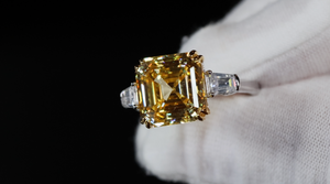 10.00ct Womens Yellow Lab Grown Diamond Ring | Yellow Asscher Cut Diamond Ring