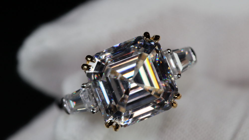 Womens Asscher Cut Diamond Engagement Ring