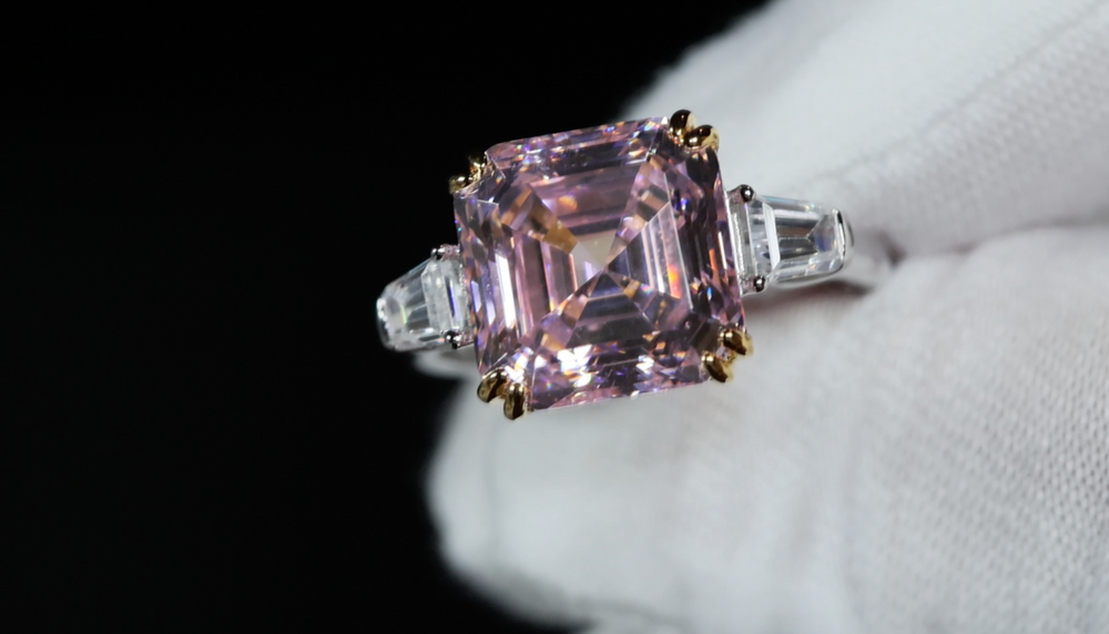 Womens Pink Lab Grown Diamond Ring 