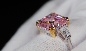 asscher cut pink diamond ring