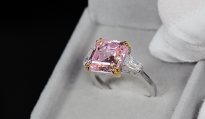 Womens Pink Lab Grown Diamond Ring 