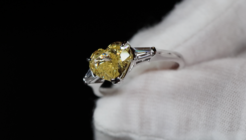 Yellow Radiant Cut Lab Diamond Ring | Womens Yellow Diamond Heart Engagement Ring