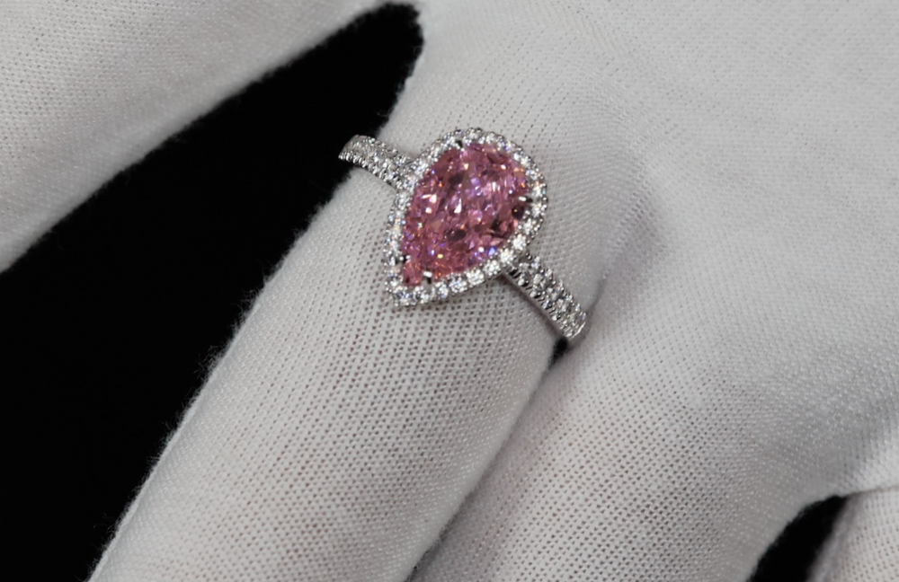 Pear Cut Pink Diamond Engagement Ring