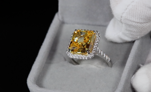 Yellow Radiant Cut Engagement Diamond Ring