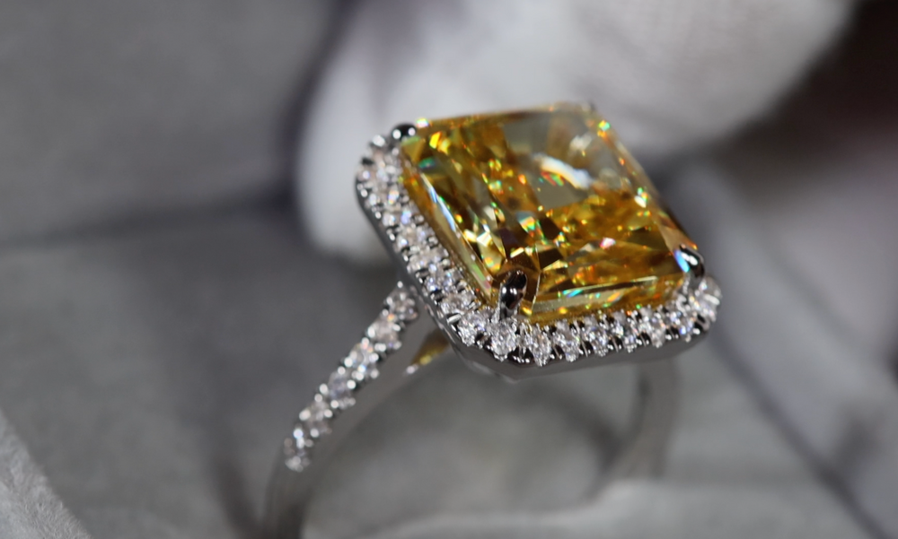  Yellow Radiant Cut Diamond Engagement Ring