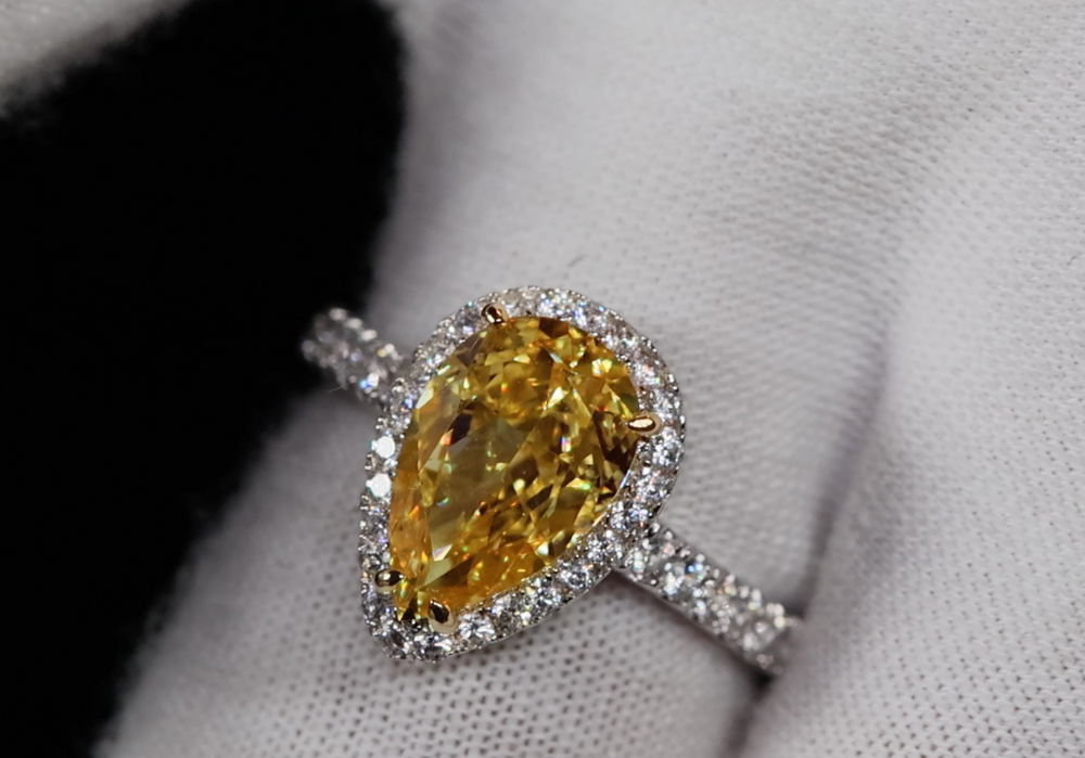 Yellow Pear Cut Diamond Engagement Ring