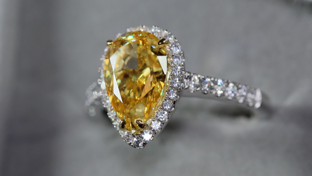 Yellow Pear Cut Engagement Ring