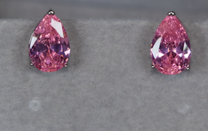 Pink Pear Cut Diamond Ear Studs