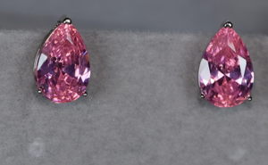 Pink Pear Cut Diamond Ear Studs