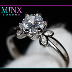 Womens Silver Diamond Engagement Ring