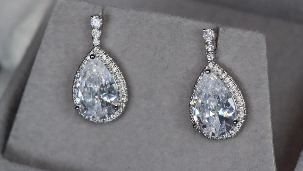 Pear cut diamond earrings