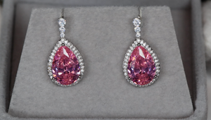 Pink Pear Cut Diamond Earrings