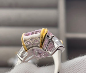 Womens Pink Asscher Cut Diamond Ring 