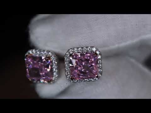 
            
                Load and play video in Gallery viewer, Pink Lab Grown Diamond Ear Studs
            
        