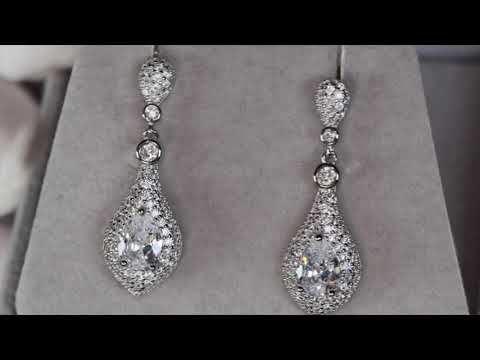 
            
                Load and play video in Gallery viewer, Womens Pear Cut Diamond Earrings, Womens Classy Diamond Earrings
            
        