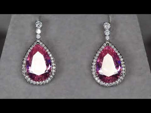 
            
                Load and play video in Gallery viewer, Pink Pear Cut Diamond Earrings | Pink Gemstone Earrings
            
        
