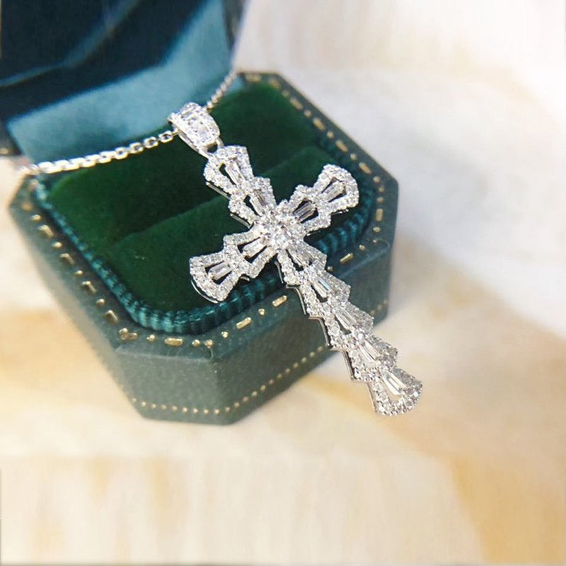 diamond cross with chain