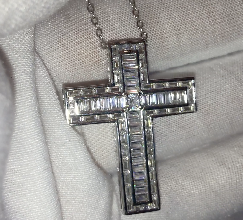 iced out cross chain for men