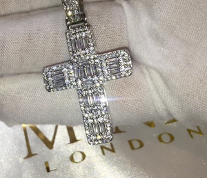 iced out cross necklace silver