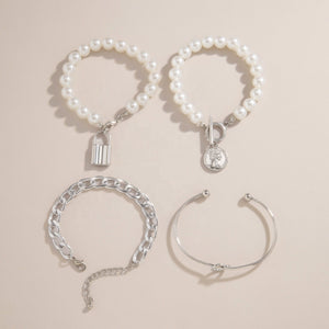 Pearl Bracelets | Womens Pearl Bracelet Pack | Pearl Bracelet for Women | Gold Pearl Bracelet | Pearl Bracelet with Gold | Charm Bracelet