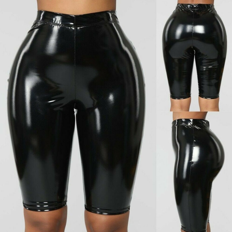 Cheap Leather pants Women Sexy Black High Waist Leggings Short