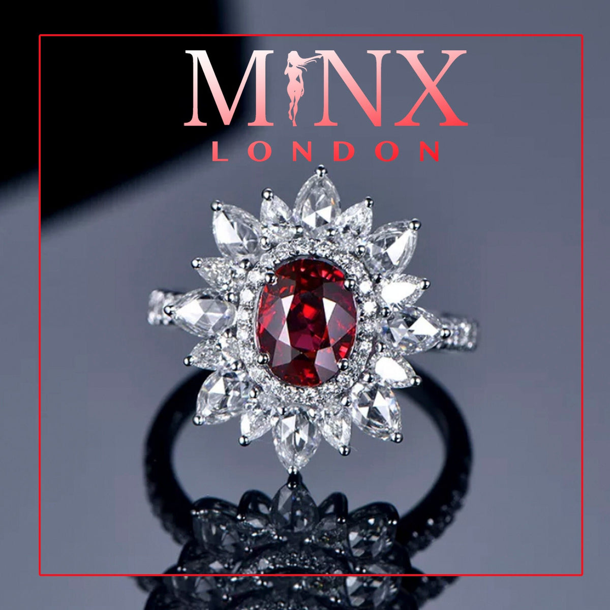 Ruby red diamond on sale ring