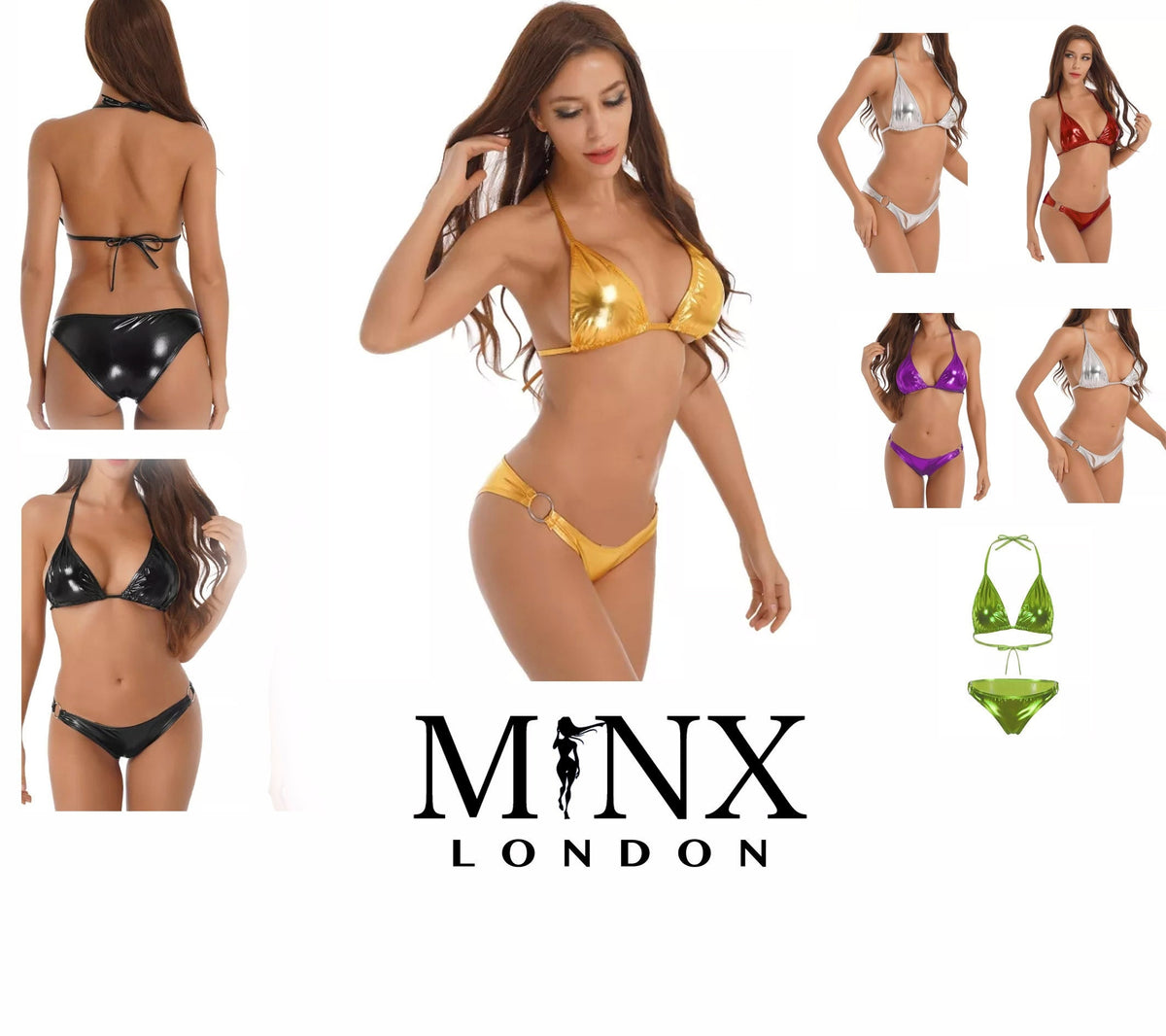 Wet Look Bikini Leather Bikini Beach Bikini Sexy Bikini Micro Minx London 