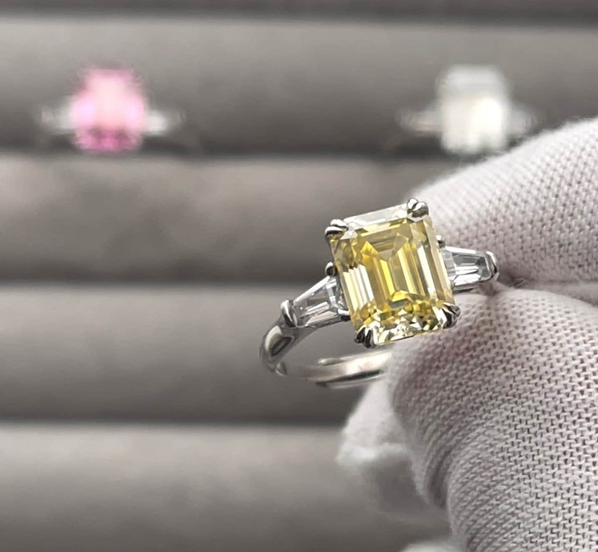 Yellow moissanite deals ring