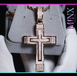 Big Rose Gold Diamond Cross Pendant