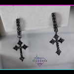 Black Diamond Cross Earrings