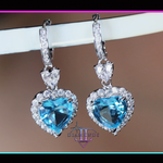 Blue Diamond Heart Earrings