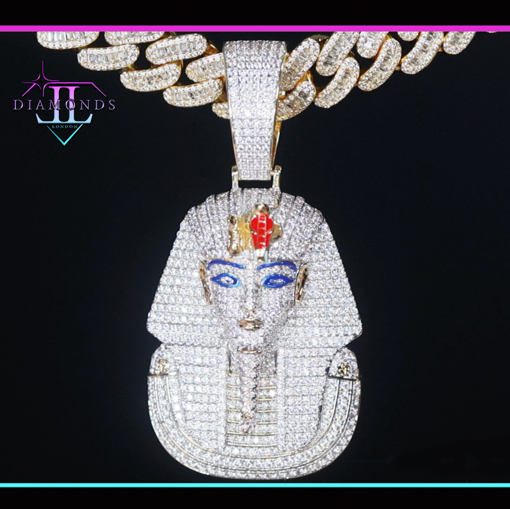 Gold Diamond Pharaoh Pendant | Gold Iced Out Pharaoh Pendant | Hip Hop Pendant