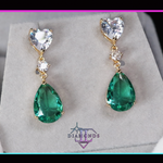 Green Pear Cut Diamond Earrings