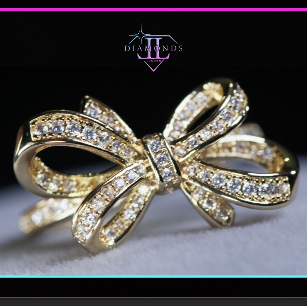 Gold Diamond Ribbon Ring | Diamond Ribbon Ring | Diamond Bow Ring