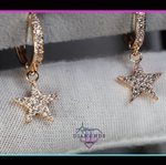 Gold Star Diamond Heart Earrings
