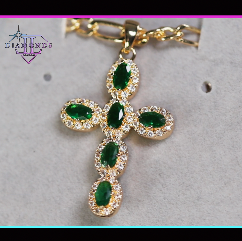 Green Diamond Cross Pendant