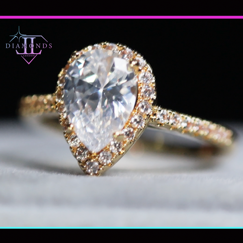 Gold Pear Cut Diamond Ring