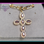 Purple Diamond Cross Pendant | Gold Purple Diamond Cross Pendant