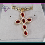 Gold Red Diamond Cross Pendant