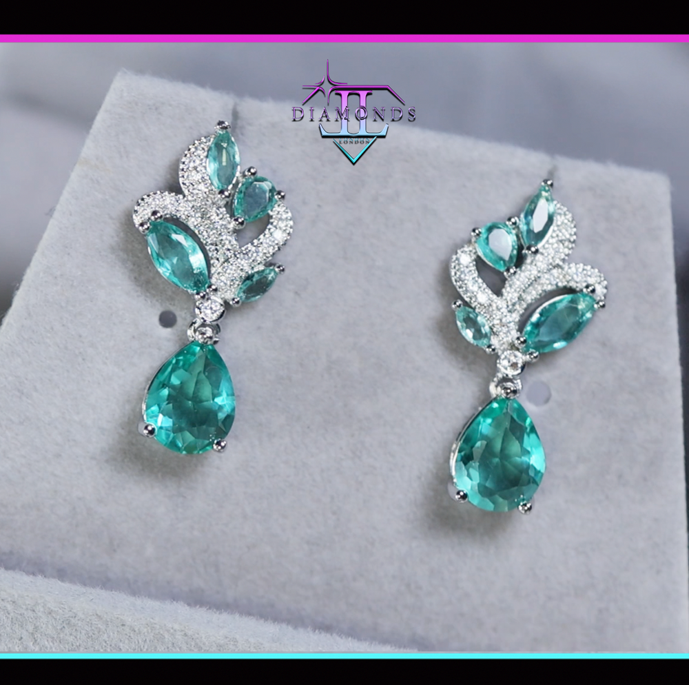 Green Pear Cut Earrings