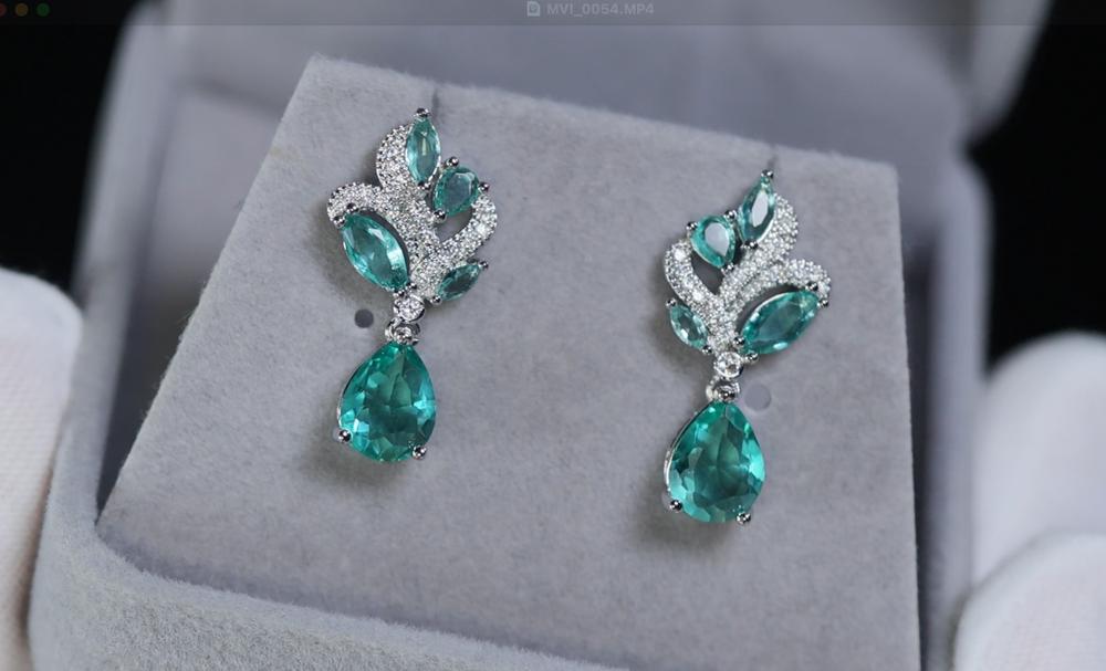 Green Pear Cut Earrings