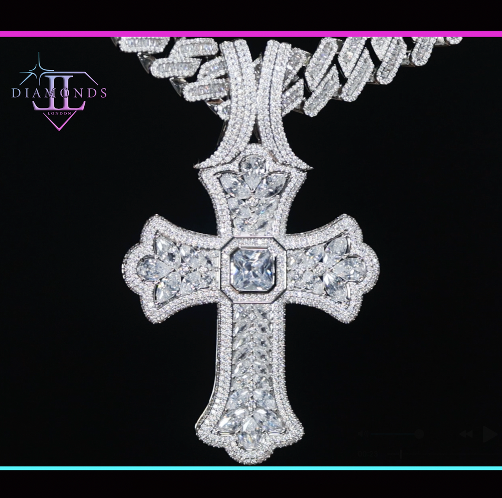 Men's Big Diamond Cross Pendant