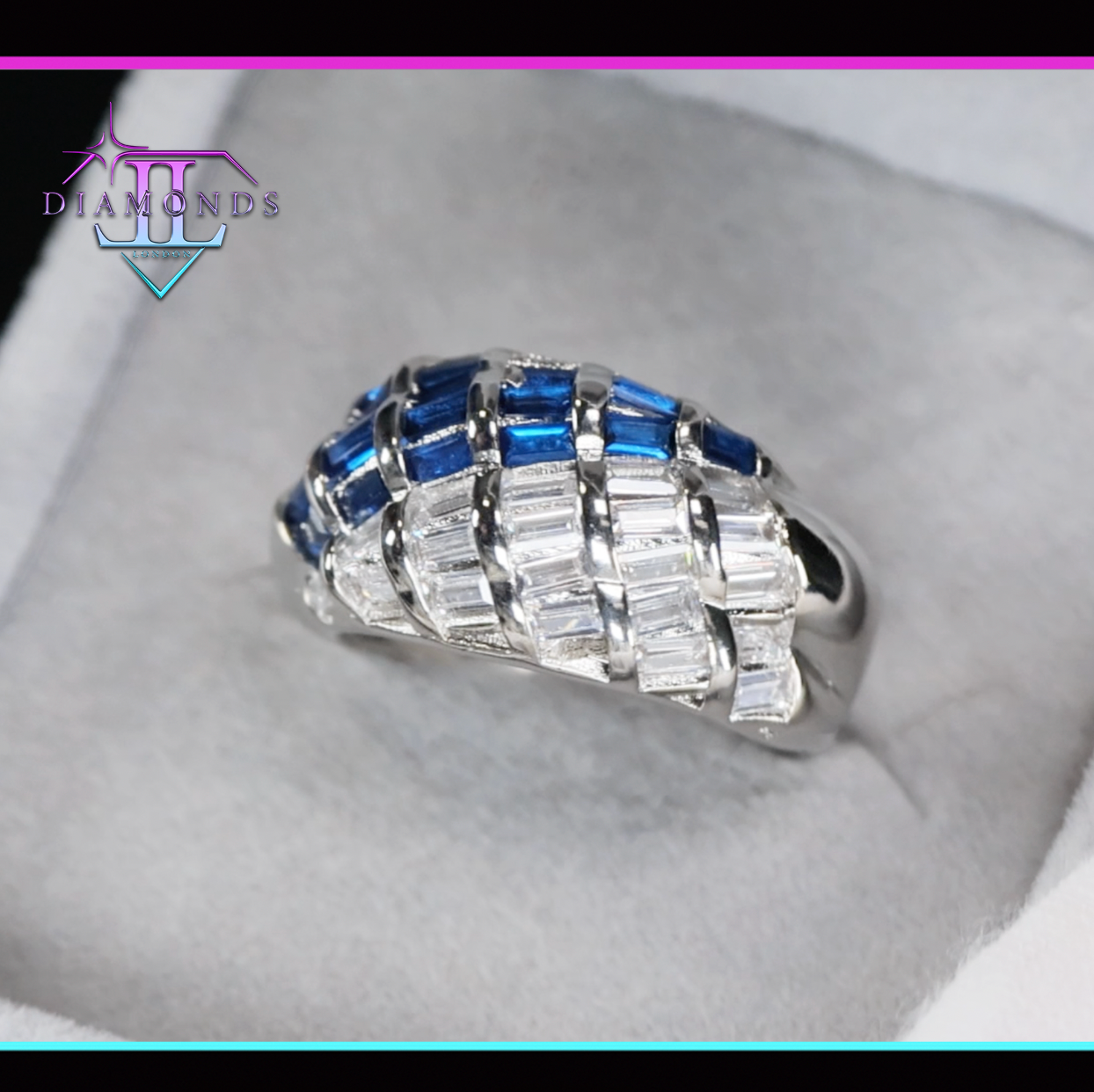 Mens Big Blue Diamond Ring | Mens Blue Baguette Diamond Ring – Minx London