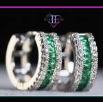 Mens Green Diamond Hoop Earrings