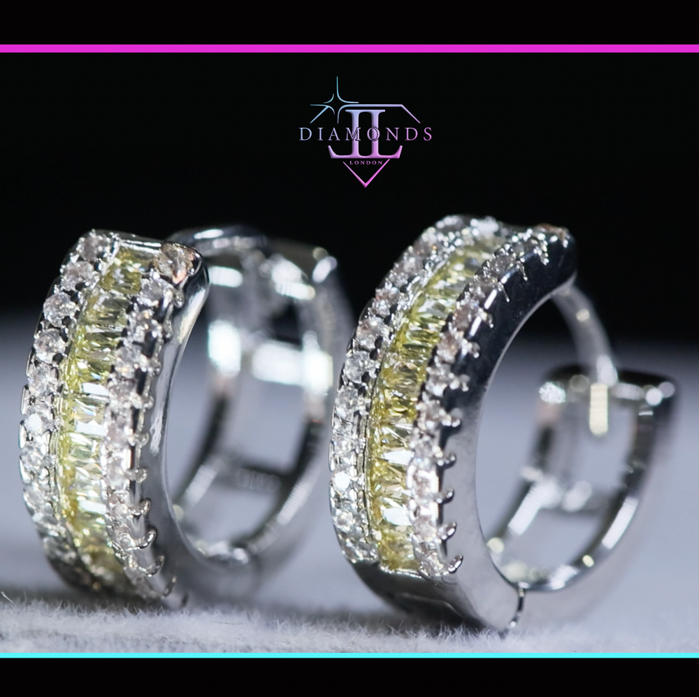 Mens Yellow Diamond Hoop Earrings