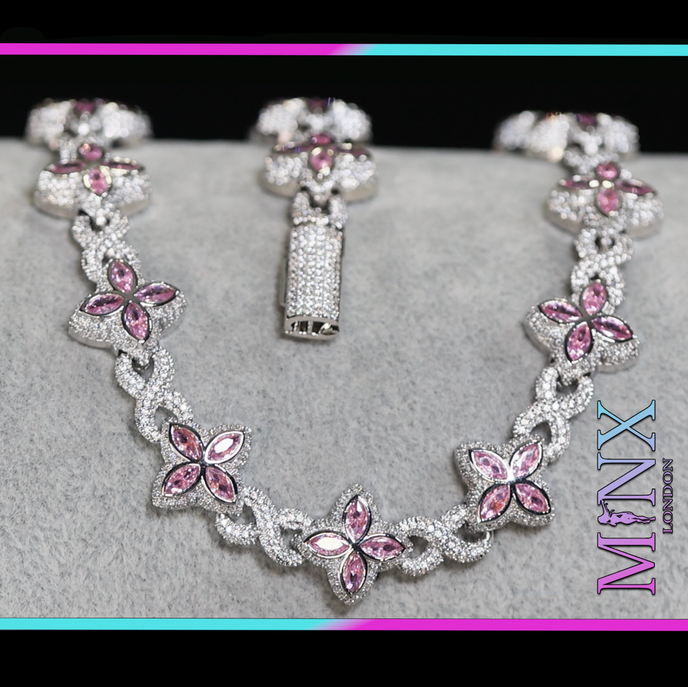 Pink Diamond Clover Necklace