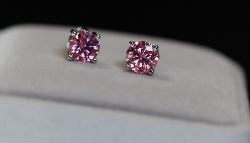 
            
                Load image into Gallery viewer, 4.0ct Pink Moissanite Diamond Ear Studs | Pink Diamond Ear Studs
            
        