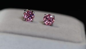 4.0ct Pink Moissanite Diamond Ear Studs | Pink Diamond Ear Studs