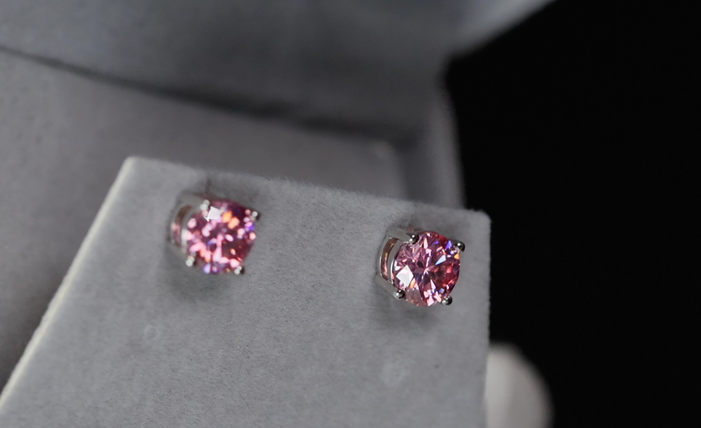 
            
                Load image into Gallery viewer, 4.0ct Pink Moissanite Diamond Ear Studs | Pink Diamond Ear Studs
            
        